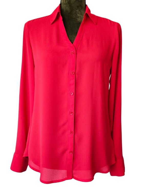 Express Tops - ✨Like New✨ Express Slim Button Down Portofino Shirt, Red, Size S